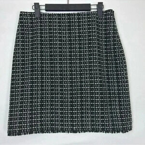 Ann Taylor Wool Blend Pencil Skirt Lined Fringe Hem